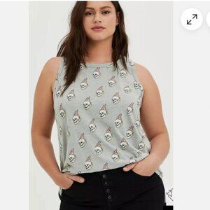 TORRID (0X) Tank Top Flaming Fire Skull Goth Whimsigoth Halloween